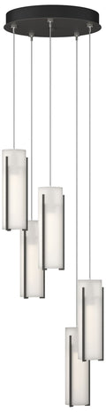 Exos Glass 5-Light 13.5" Wide Natural Iron Long Pendant w/ Opal Glass