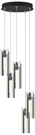 Exos Glass 5-Light 13.5"W Natural Iron Long Pendant w/ Clear Glass Sha