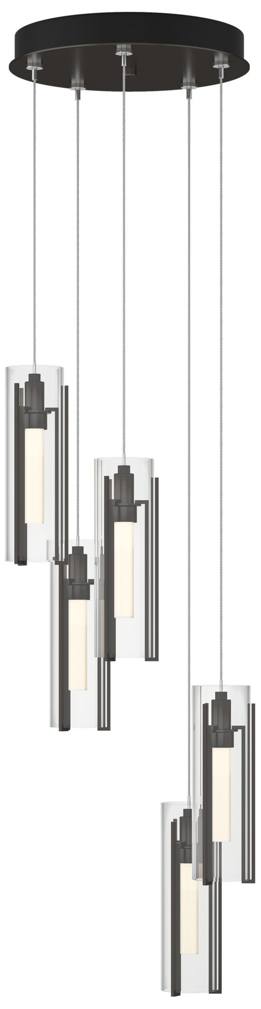 Exos Glass 5-Light 13.5"W Oil Rubbed Bronze Long Pendant w/ Clear Shad