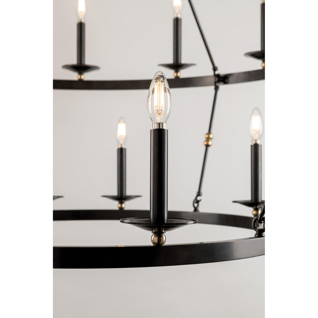 Allendale 28-Light Chandelier in Aged Brass 58L x 58W x 40.75H