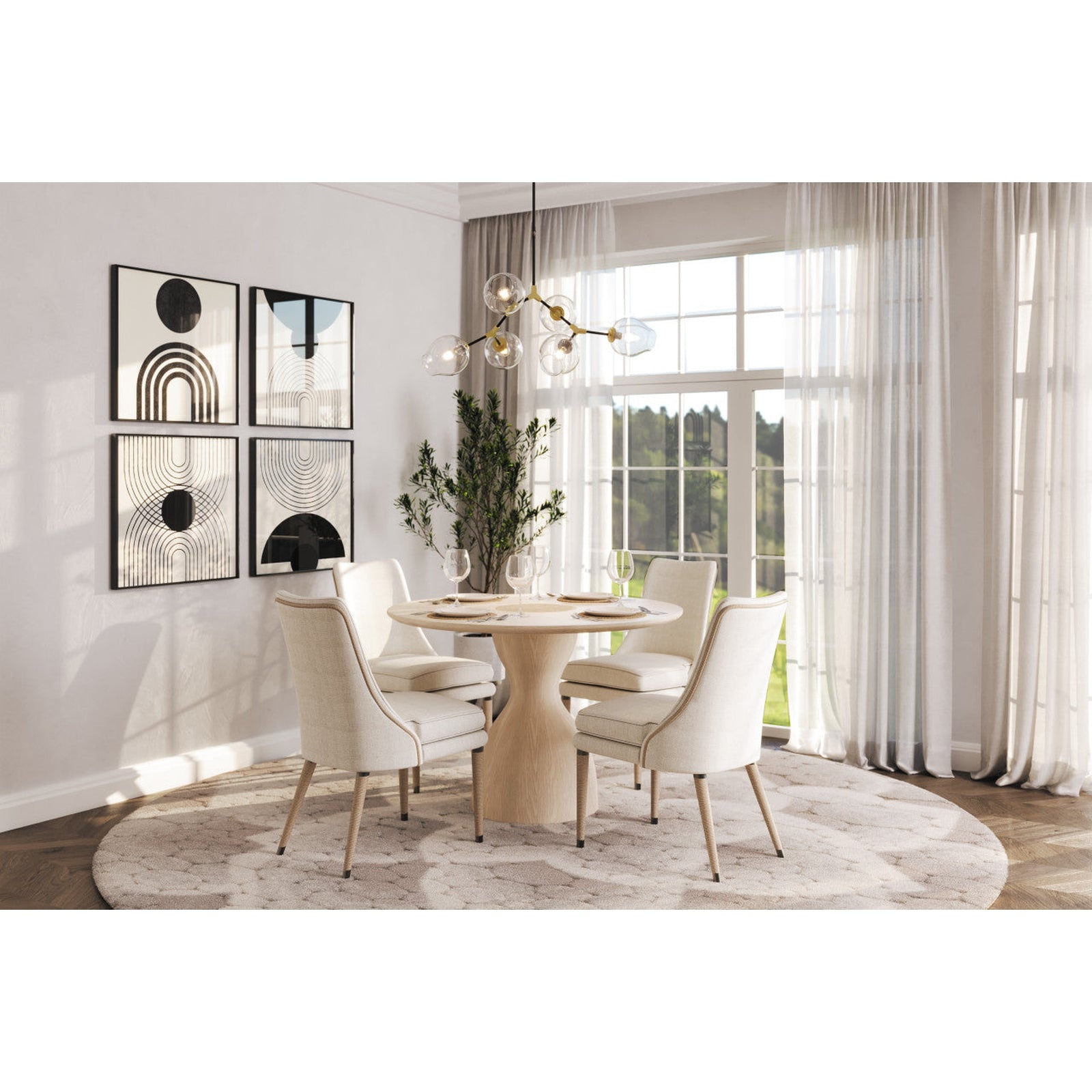 Jonathan Charles Shoal Linen & Grass Cloth Side Chair (500429-SC-C005-F058) - Set of 2