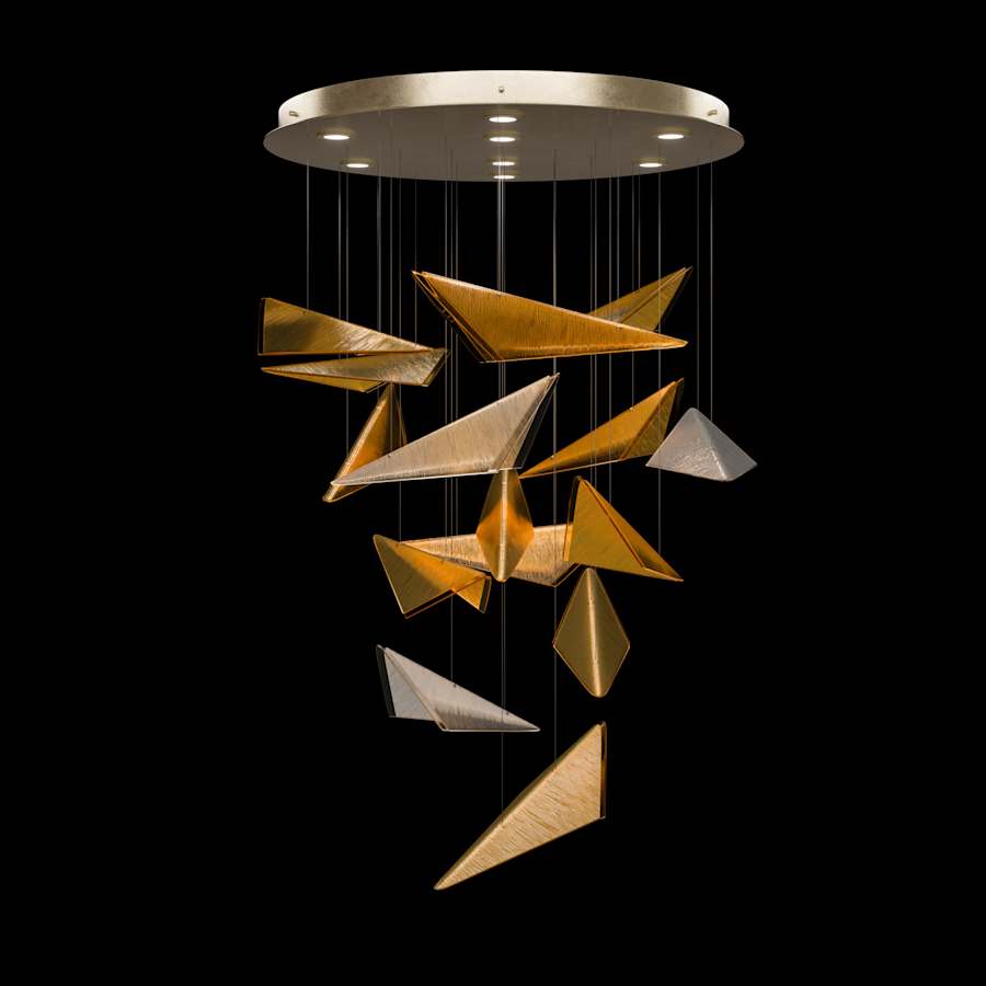 Fine Art Handcrafted Lighting Volo 8 Light 36" Wide x 34" Tall LED Abstract Multi Light Pendant