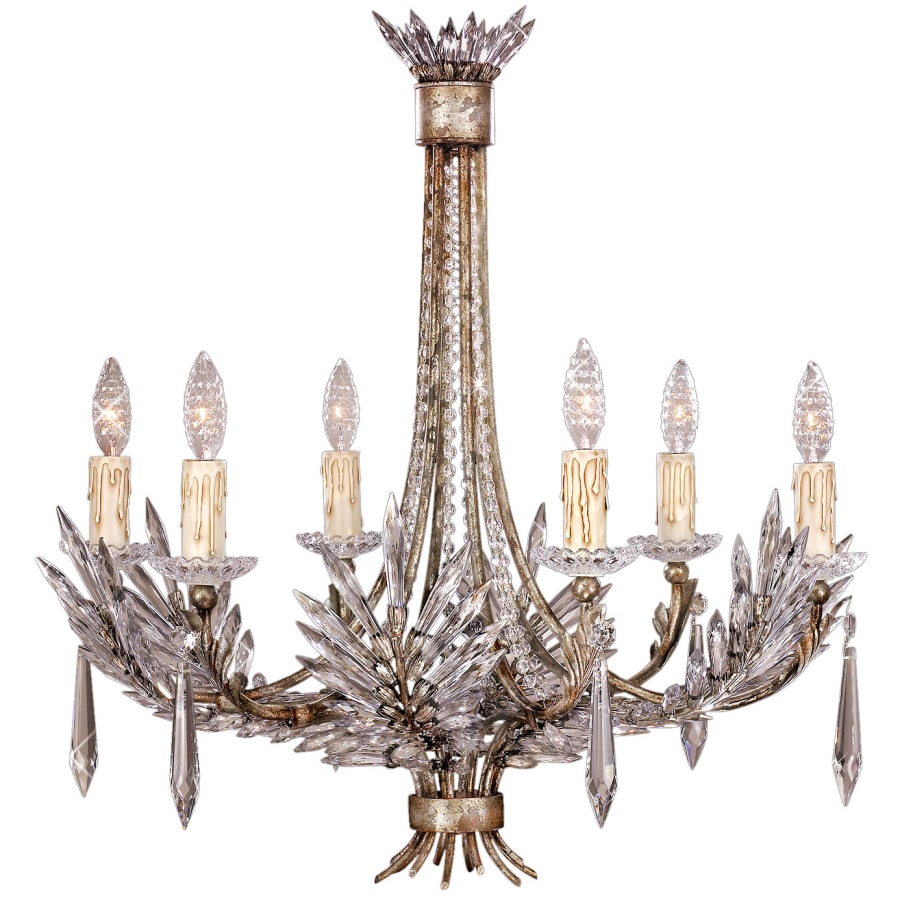 Fine Art Handcrafted Lighting Winter Palace Six-Light Single-Tier Chandelier with Palmette Clustered Icicle Crystals