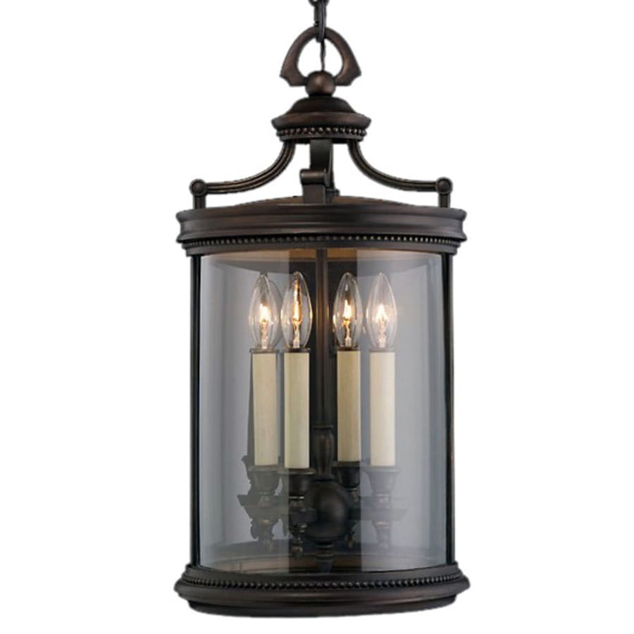 Fine Art Handcrafted Lighting Louvre Four-Light Outdoor Pendant with Antiqued Candles and Clear Blown Glass Shade