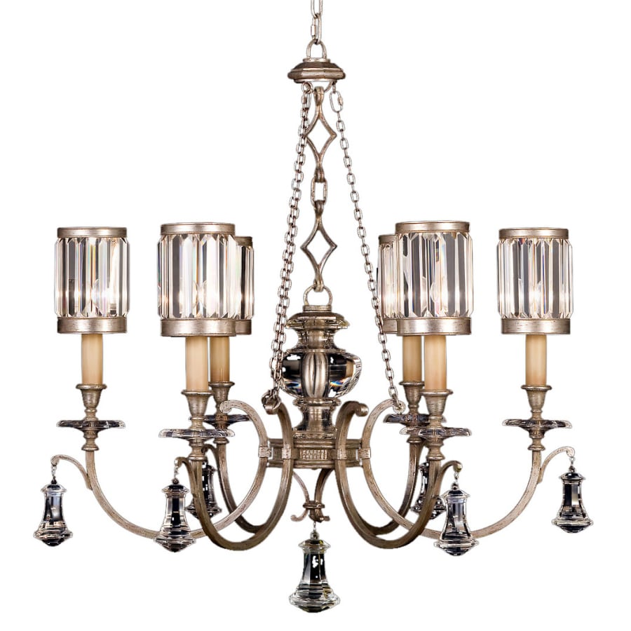 Fine Art Handcrafted Lighting Eaton Place Silver Six-Light Single-Tier Chandelier with Channel-Set Crystal Diffusers and Crystal Accents