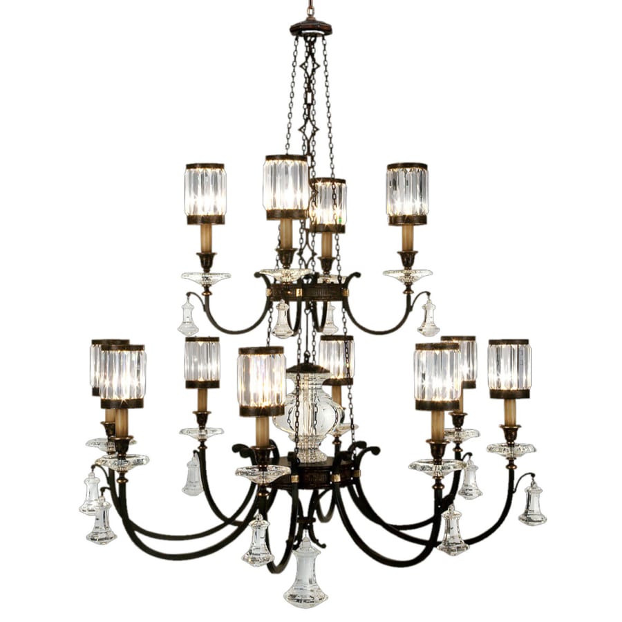 Fine Art Handcrafted Lighting Eaton Place Twelve-Light Two-Tier Chandelier with Channel-Set Crystal Diffusers and Crystal Accents
