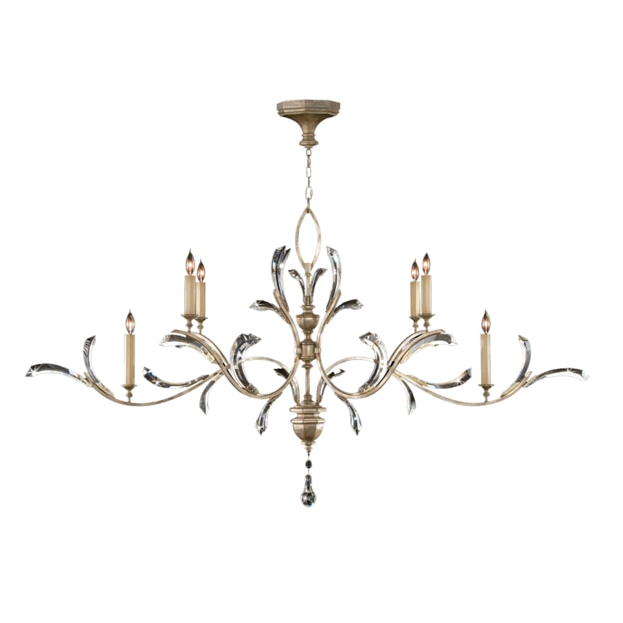 Fine Art Handcrafted Lighting Beveled Arcs 74" Oblong Chandelier with Arcing Beveled Crystal