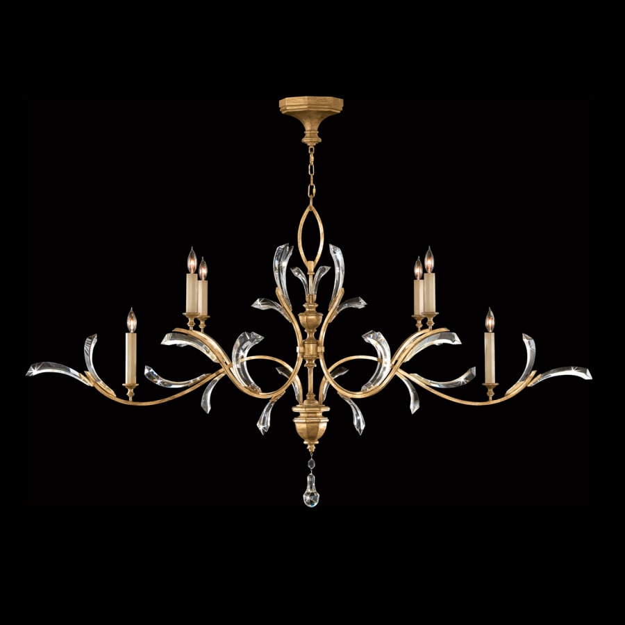 Fine Art Handcrafted Lighting Beveled Arcs 74" Oblong Chandelier with Arcing Beveled Crystal
