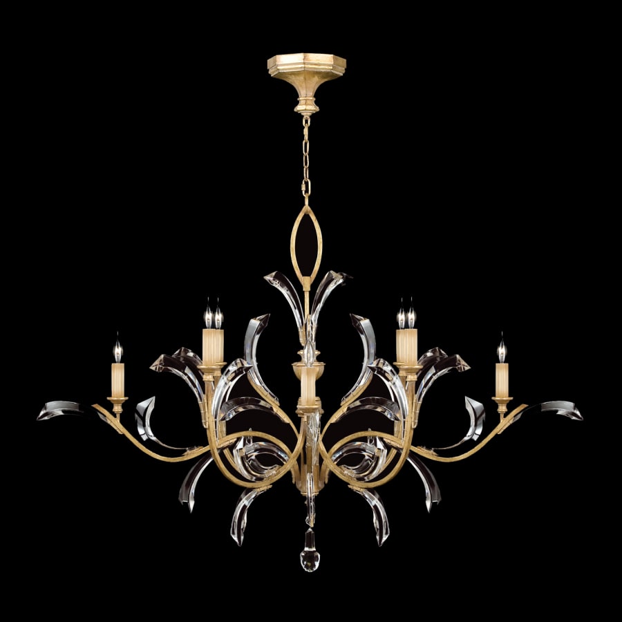 Fine Art Handcrafted Lighting Beveled Arcs 57" Round Chandelier with Arcing Beveled Crystal