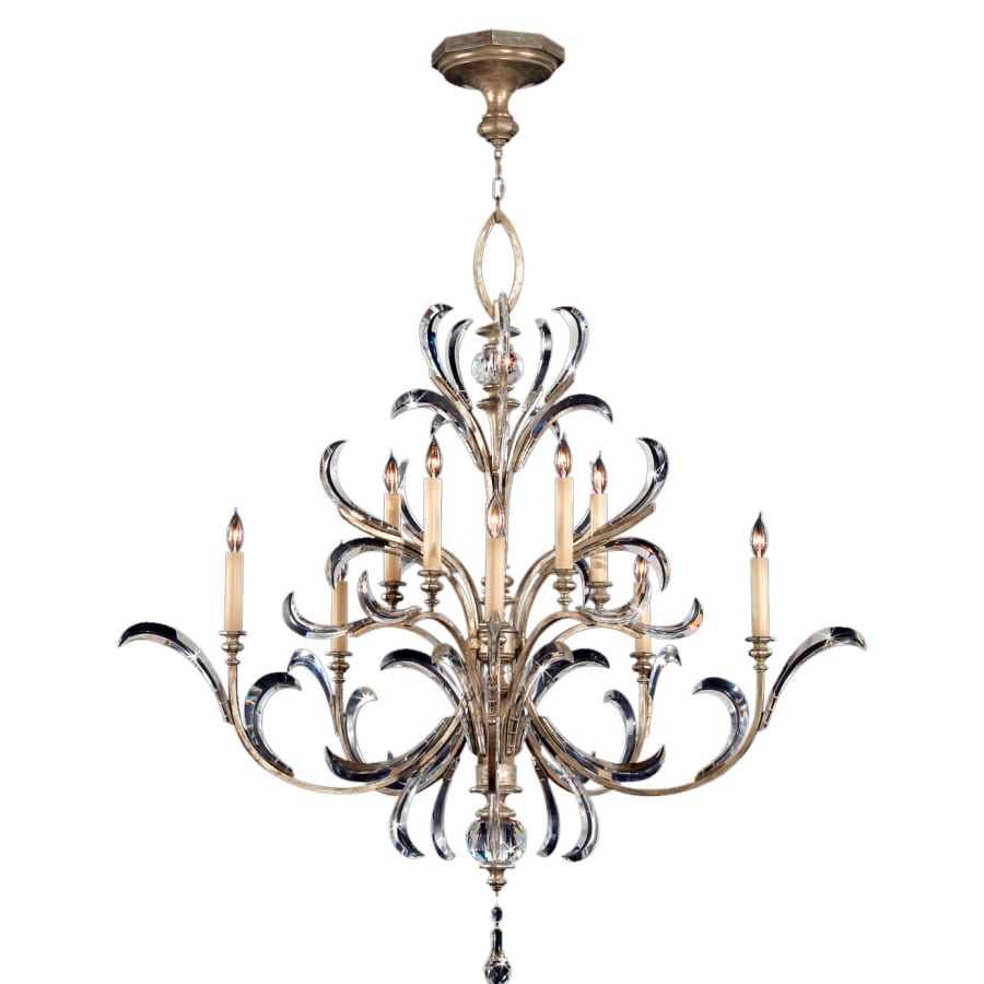 Fine Art Handcrafted Lighting Beveled Arcs Ten-Light Two-Tier Beveled Crystal Chandelier