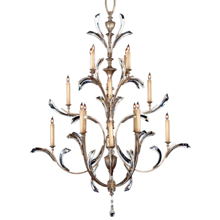 Fine Art Handcrafted Lighting Beveled Arcs Sixteen-Light Three-Tier Beveled Crystal Chandelier