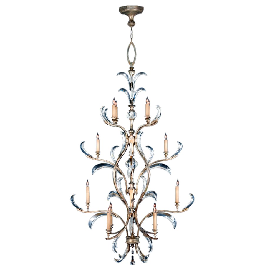 Fine Art Handcrafted Lighting Beveled Arcs Sixteen-Light Three-Tier Beveled Crystal Chandelier
