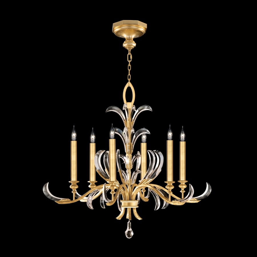 Fine Art Handcrafted Lighting Beveled Arcs 6 Light 37" Wide Crystal Chandelier