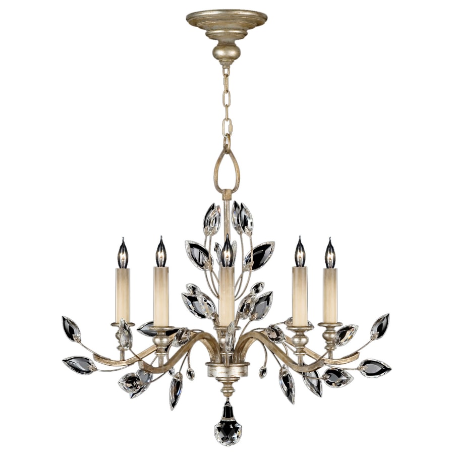 Fine Art Handcrafted Lighting Crystal Laurel Five-Light 2 Tier Chandelier with Bold-Cut Stylized Crystal Leaves