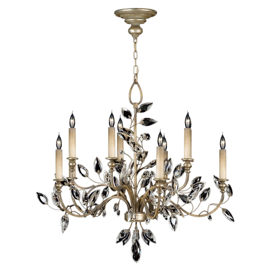 Fine Art Handcrafted Lighting Crystal Laurel Ten-Light Two-Tier Chandelier with Bold-Cut Stylized Crystal Leaves