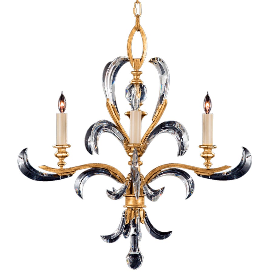 Fine Art Handcrafted Lighting Beveled Arcs Gold Four-Light Single-Tier Beveled Crystal Chandelier