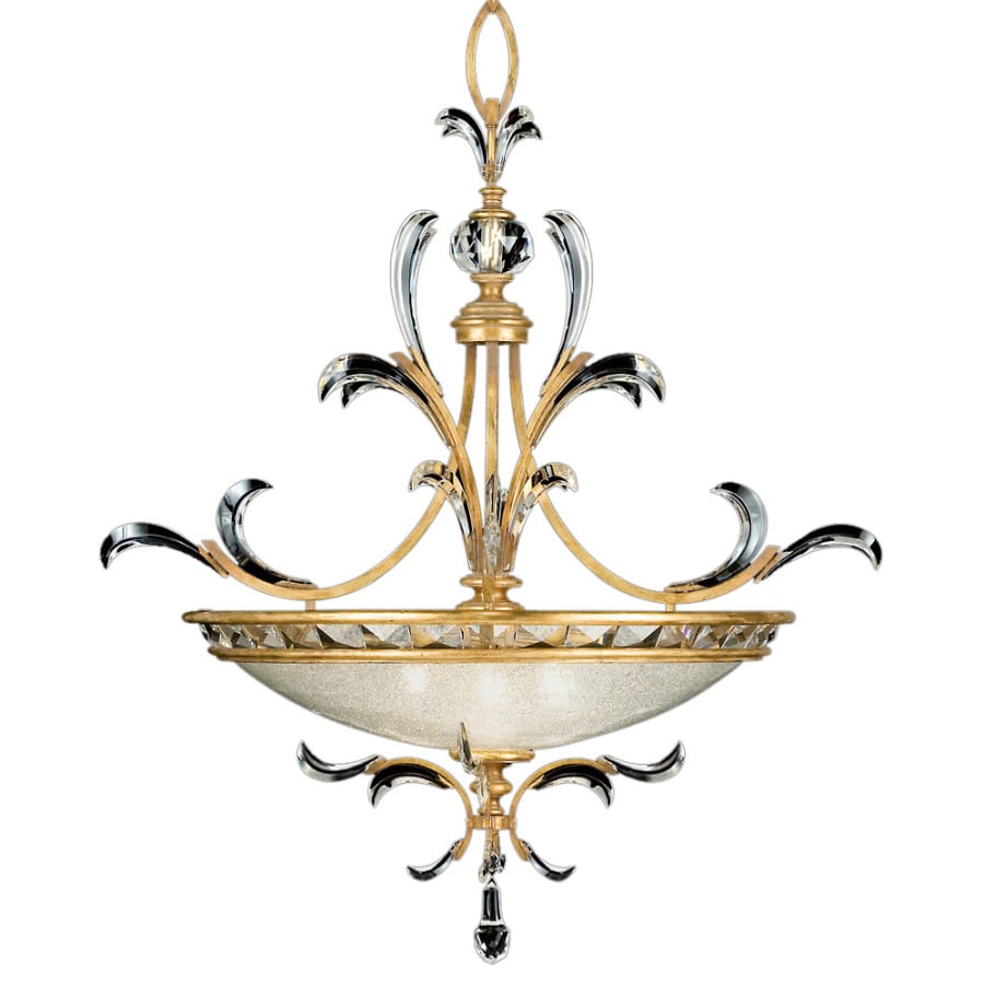 Fine Art Handcrafted Lighting Beveled Arcs Gold 32" Diameter Three-Light Beveled Crystal Bowl Pendant