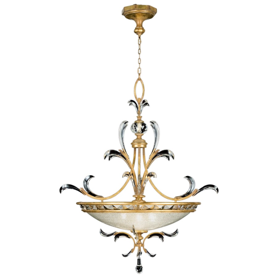 Fine Art Handcrafted Lighting Beveled Arcs Gold 32" Diameter Three-Light Beveled Crystal Bowl Pendant
