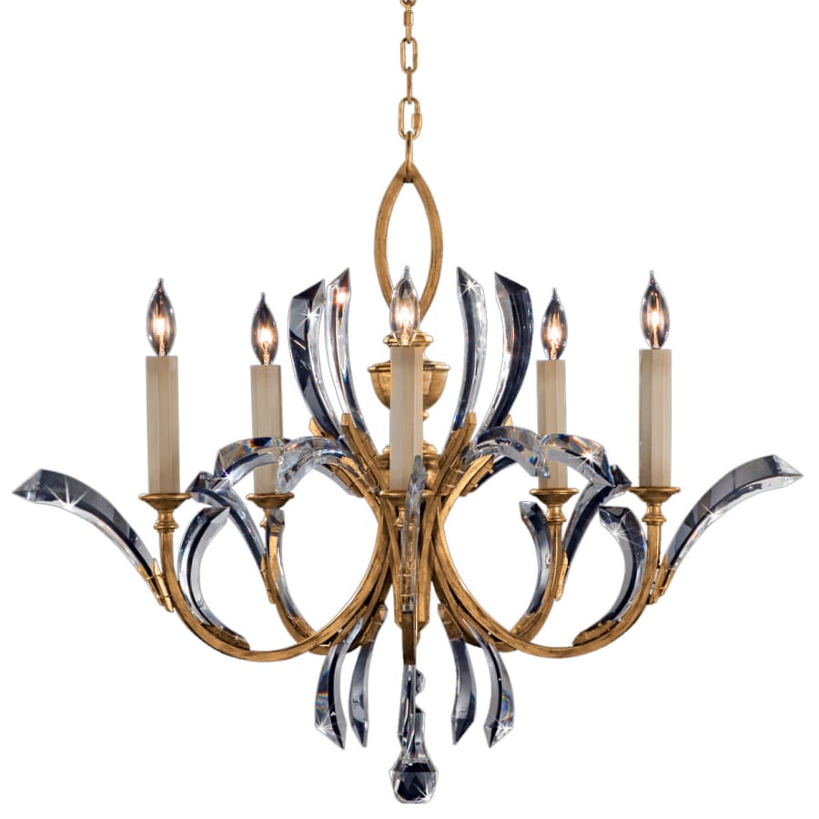 Fine Art Handcrafted Lighting Beveled Arcs Gold Five-Light Single-Tier Beveled Crystal Chandelier