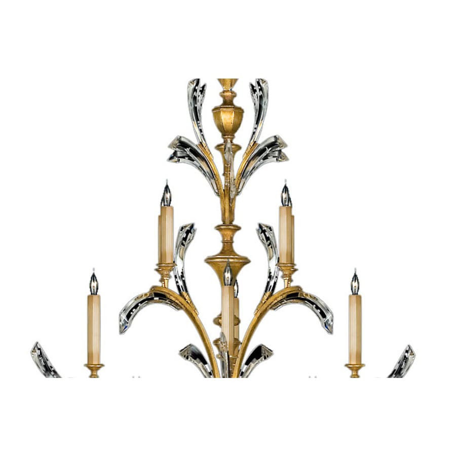 Fine Art Handcrafted Lighting Beveled Arcs Gold Sixteen-Light Three-Tier Beveled Crystal Chandelier