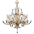 Fine Art Handcrafted Lighting Beveled Arcs Gold Sixteen-Light Two-Tier Beveled Crystal Chandelier