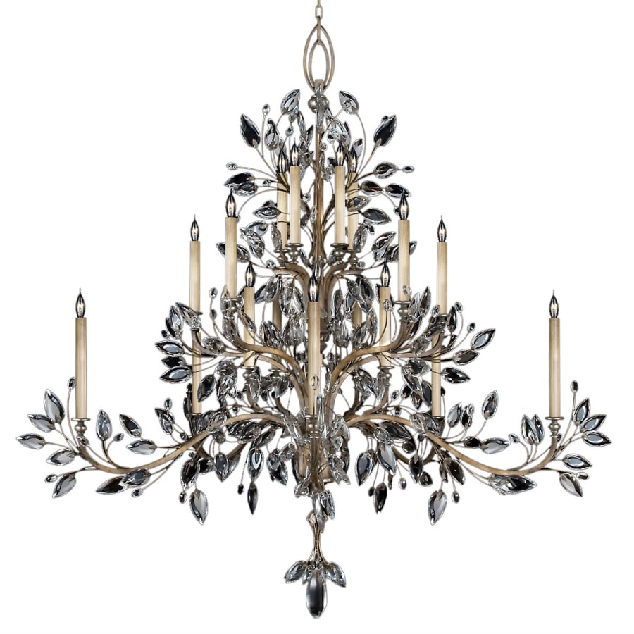 Fine Art Handcrafted Lighting Crystal Laurel Twenty-Light Three-Tier Chandelier with Bold-Cut Stylized Crystal Leaves