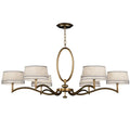 Fine Art Handcrafted Lighting Allegretto Gold Six-Light Single-Tier Chandelier with White Textured Linen Shades