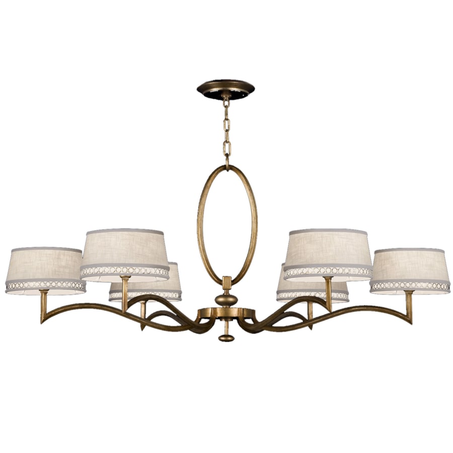 Fine Art Handcrafted Lighting Allegretto Gold Six-Light Single-Tier Chandelier with White Textured Linen Shades