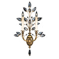 Fine Art Handcrafted Lighting Crystal Laurel Gold Two-Light Wall Sconce with Bold-Cut Stylized Crystal Leaves