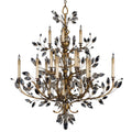 Fine Art Handcrafted Lighting Crystal Laurel Gold Twenty-Light Three-Tier Chandelier with Bold-Cut Stylized Crystal Leaves