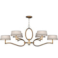 Fine Art Handcrafted Lighting Allegretto Gold Six-Light 2 Tier Chandelier with White Textured Linen Shades