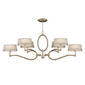 Fine Art Handcrafted Lighting Allegretto Silver Six-Light 2 Tier Chandelier with White Textured Linen Shades