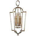 Fine Art Handcrafted Lighting Allegretto Silver Eight-Light Foyer Pendant with White Textured Linen Shade