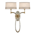 Fine Art Handcrafted Lighting Allegretto Silver Two-Light Wall Sconce with White Textured Linen Shades