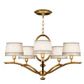 Fine Art Handcrafted Lighting Allegretto Gold Five-Light Single-Tier Chandelier with White Textured Linen Shades