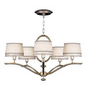 Fine Art Handcrafted Lighting Allegretto Silver Five-Light Single-Tier Chandelier with White Textured Linen Shades