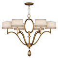 Fine Art Handcrafted Lighting Allegretto Gold Six-Light Single-Tier Chandelier with White Textured Linen Shades