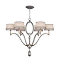 Fine Art Handcrafted Lighting Allegretto Silver Six-Light Single-Tier Chandelier with White Textured Linen Shades