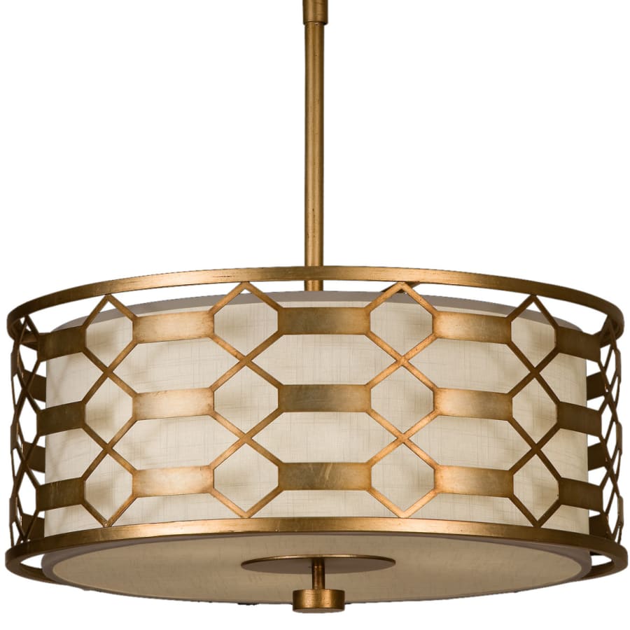 Fine Art Handcrafted Lighting Allegretto Gold 24" Diameter Three-Light Drum Pendant with White Textured Linen Shade