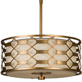 Fine Art Handcrafted Lighting Allegretto Gold 24" Diameter Three-Light Drum Pendant with White Textured Linen Shade