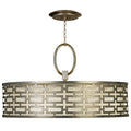 Fine Art Handcrafted Lighting Allegretto Silver 40" Diameter Five-Light Drum Pendant with White Textured Linen Shade