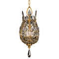 Fine Art Handcrafted Lighting Crystal Laurel Gold Three-Light Foyer Pendant with Bold-Cut Stylized Crystal Leaves