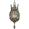Fine Art Handcrafted Lighting Crystal Laurel Three-Light Foyer Pendant with Bold-Cut Stylized Crystal Leaves