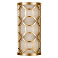 Fine Art Handcrafted Lighting Allegretto Gold Two-Light Wall Sconce with White Textured Linen Shade