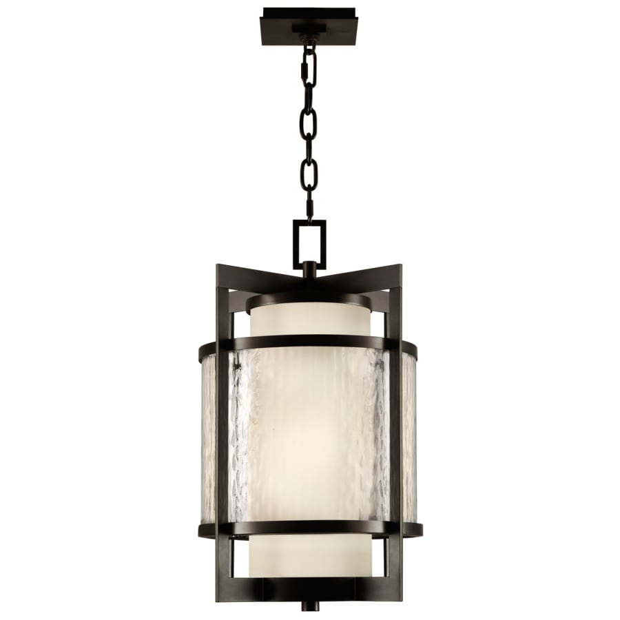 Fine Art Handcrafted Lighting Singapore Moderne Outdoor Two-Light Outdoor Pendant with Off-White Interior and Clear Textured Exterior Glass Shades