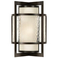 Fine Art Handcrafted Lighting Singapore Moderne Outdoor Two-Light Outdoor Wall Sconce with Off-White Interior and Clear Textured Exterior Glass Shades