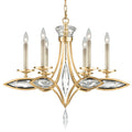 Fine Art Handcrafted Lighting 6 Light 1 Tier Chandelier in Florentine Brushed Gold Leaf Finish with Hand-Cut Faceted Crystals from the Marquise Collection