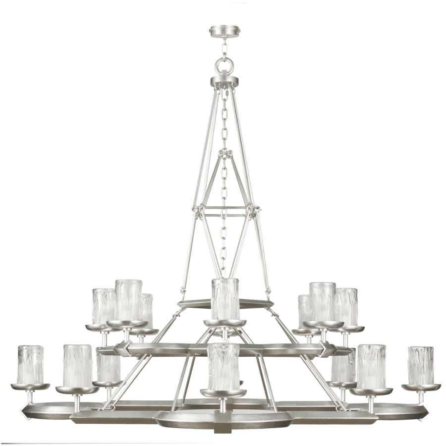 Fine Art Handcrafted Lighting Liaison Sixteen-Light Foyer Pendant with Bold Metal Accents and Hand-Blown Glass Shades