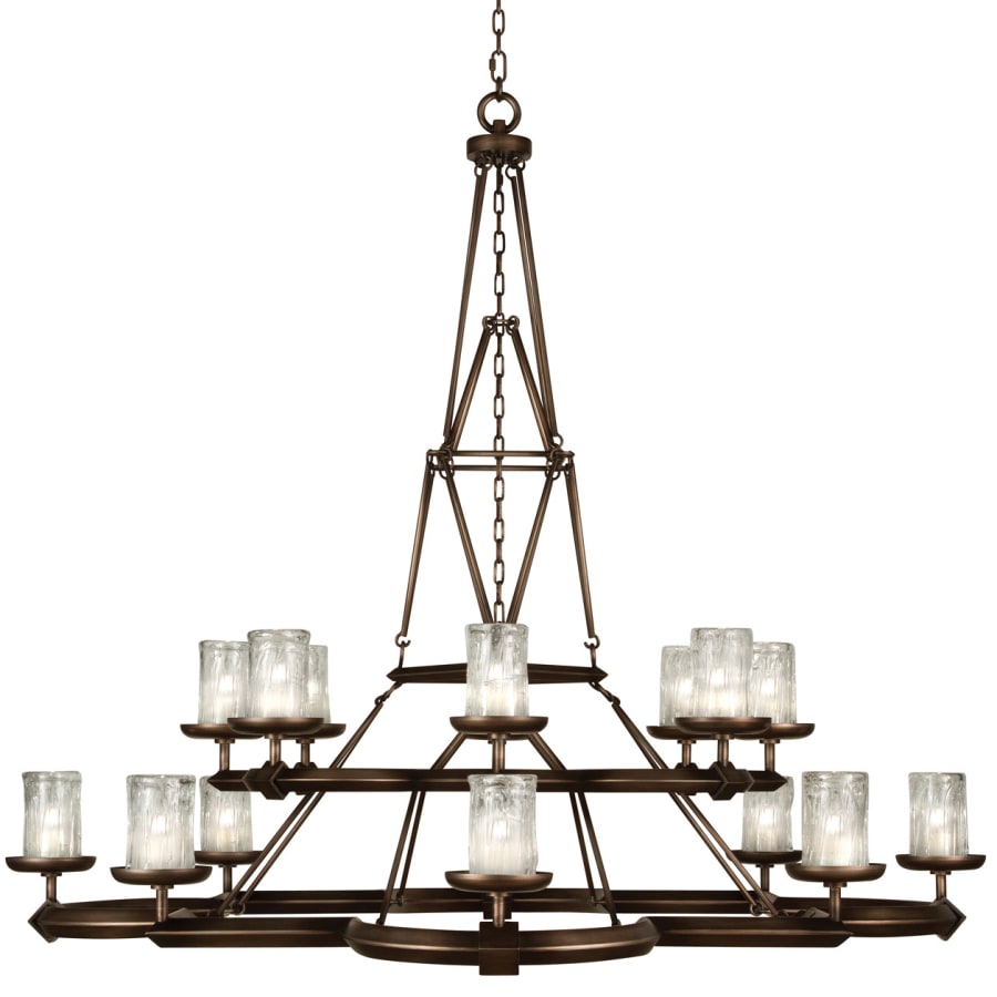 Fine Art Handcrafted Lighting Liaison Sixteen-Light Foyer Pendant with Bold Metal Accents and Hand-Blown Glass Shades