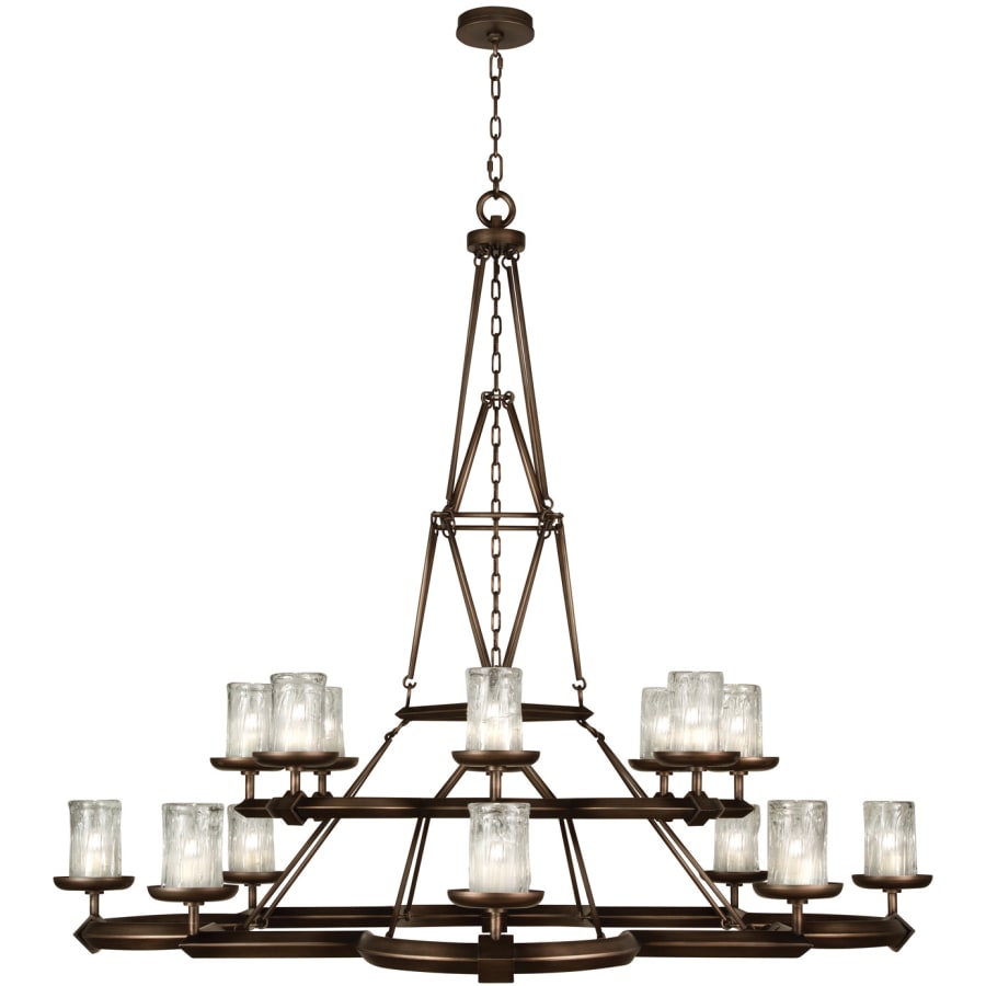 Fine Art Handcrafted Lighting Liaison Sixteen-Light Foyer Pendant with Bold Metal Accents and Hand-Blown Glass Shades